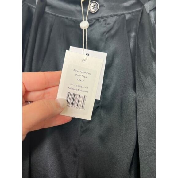 NWT Cami Nyc Hadar Waist Tie Silk Stretch Pants Women's Black Size: 2 - Picture 4 of 8
